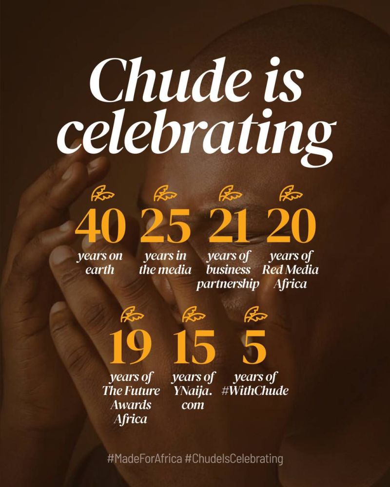 A designed infographics for the year long celebration of Chude Jideonwo's forty years 